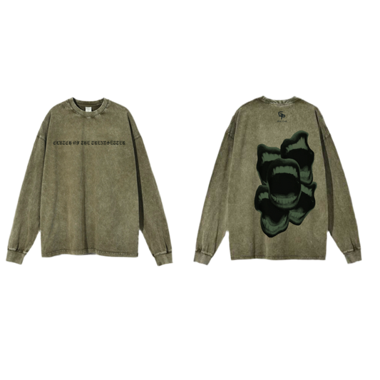 Clutch Of The Trendsëtter Army Green Vintage Washed Long Sleeve Shirt