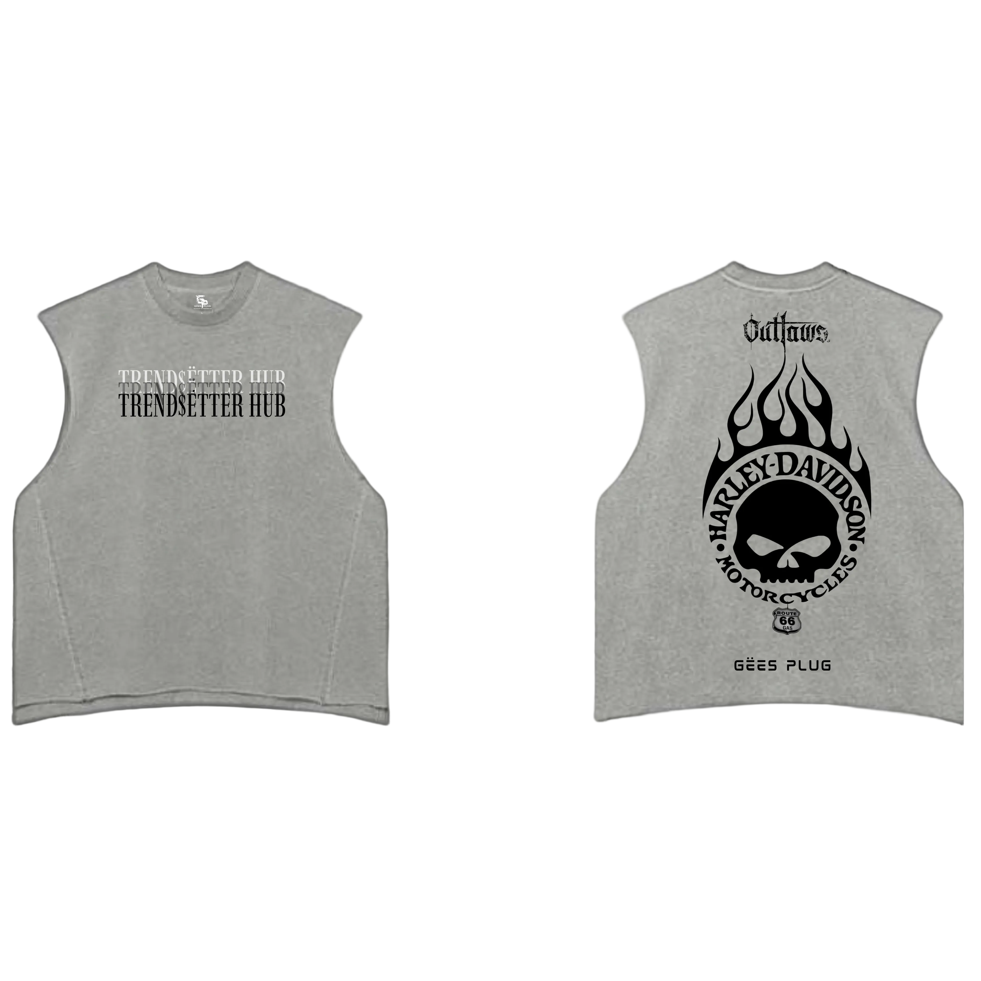 TREND$ËTTER HUB OUTLAWS GREY WASHED TANK TOP