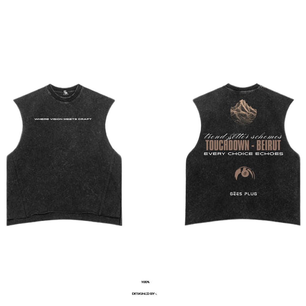 TOUCHDOWN BEIRUT BLACK WASHED TANK TOP