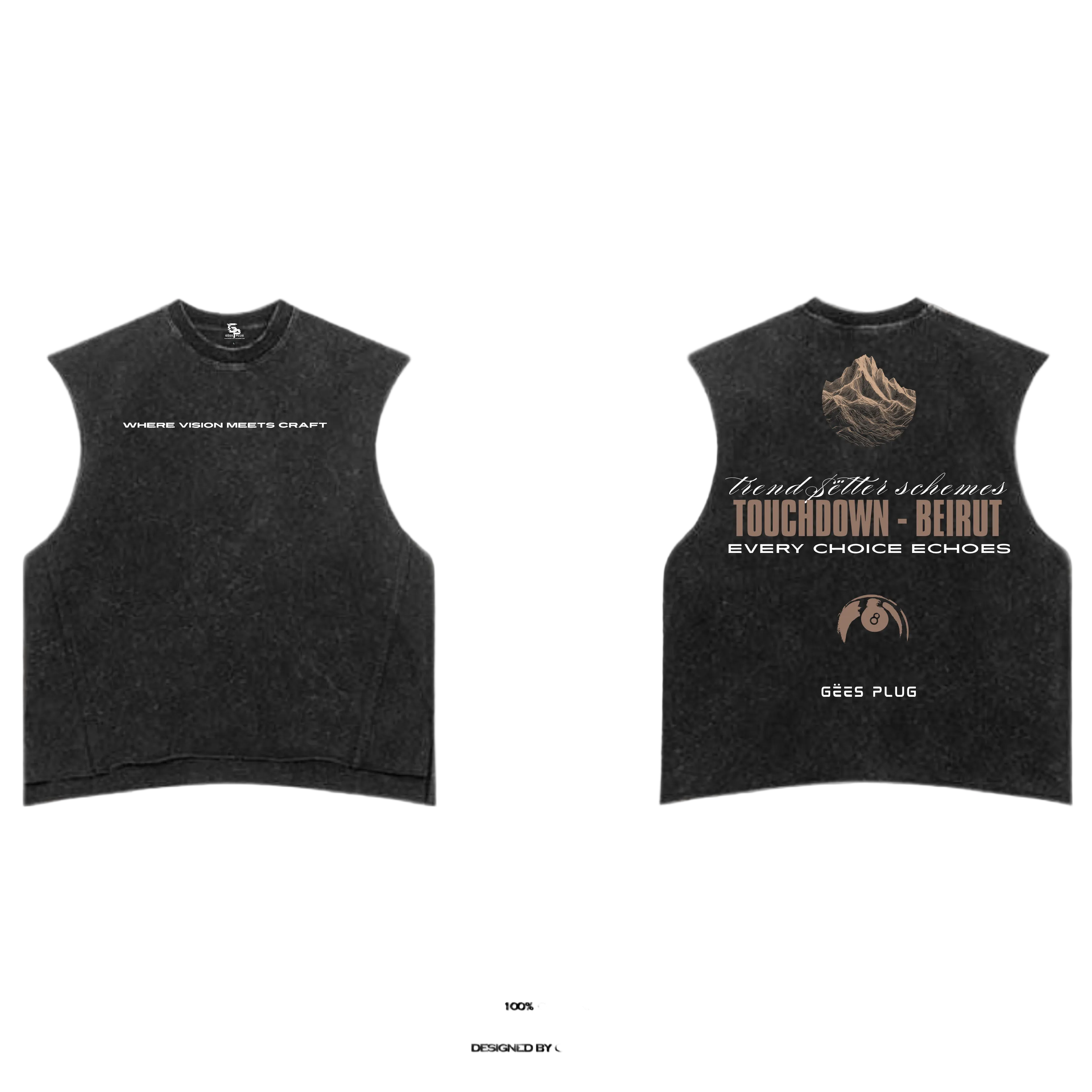 TOUCHDOWN BEIRUT BLACK WASHED TANK TOP