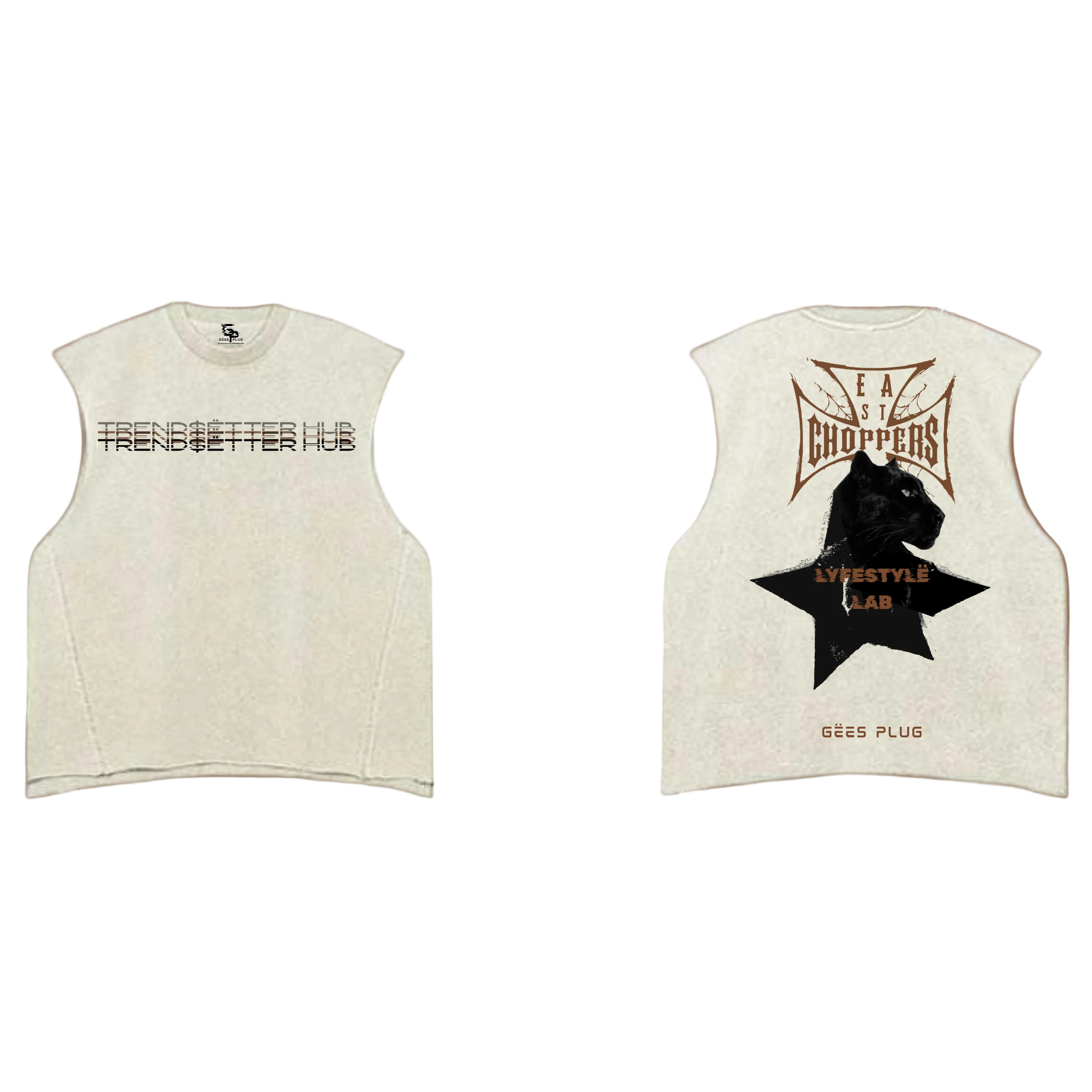 TREND$ËTTER HUB EAST CHOPPERS OFF WHITE WASHED TANK TOP