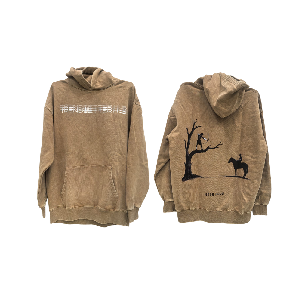 TREE BOW TREND$ËTTER BROWN WASHED HOODIE